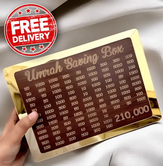 Umrah Saving Box - Wooden Islamic Money Saving Box 280 Day